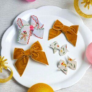 Snowman Christmas Hair Bow Set